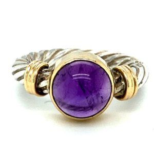 Sterling Silver 14k Gold 4 ct Amethyst Cable Ring